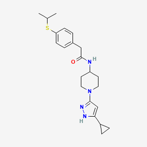 molecular formula C22H30N4OS B2850946 N-(1-(5-cyclopropyl-1H-pyrazol-3-yl)piperidin-4-yl)-2-(4-(isopropylthio)phenyl)acetamide CAS No. 1902897-83-9