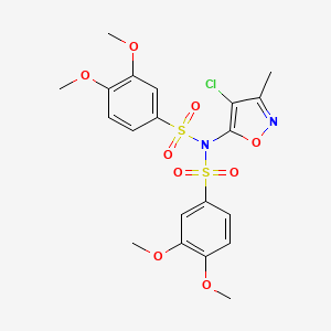 molecular formula C20H21ClN2O9S2 B2850949 N-(4-chloro-3-methyl-5-isoxazolyl)-N-[(3,4-dimethoxyphenyl)sulfonyl]-3,4-dimethoxybenzenesulfonamide CAS No. 478262-51-0