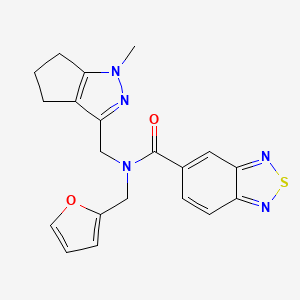 molecular formula C20H19N5O2S B2850953 N-(furan-2-ylmethyl)-N-((1-methyl-1,4,5,6-tetrahydrocyclopenta[c]pyrazol-3-yl)methyl)benzo[c][1,2,5]thiadiazole-5-carboxamide CAS No. 1795443-08-1