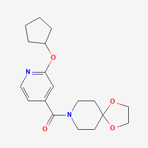 molecular formula C18H24N2O4 B2850957 (2-(Cyclopentyloxy)pyridin-4-yl)(1,4-dioxa-8-azaspiro[4.5]decan-8-yl)methanone CAS No. 2034298-01-4