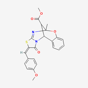 (E)-methyl 2-(4-methoxybenzylidene)-5-methyl-1-oxo-1,2,5,11-tetrahydro-5,11-methanobenzo[g]thiazolo[2,3-d][1,3,5]oxadiazocine-13-carboxylate