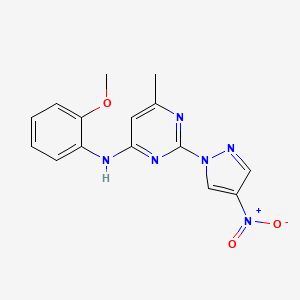 molecular formula C15H14N6O3 B2850966 N-(2-methoxyphenyl)-6-methyl-2-(4-nitro-1H-pyrazol-1-yl)pyrimidin-4-amine CAS No. 1002041-58-8