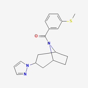 ((1R,5S)-3-(1H-pyrazol-1-yl)-8-azabicyclo[3.2.1]octan-8-yl)(3-(methylthio)phenyl)methanone