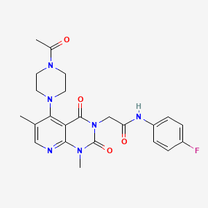 2-(5-(4-acetylpiperazin-1-yl)-1,6-dimethyl-2,4-dioxo-1,2-dihydropyrido[2,3-d]pyrimidin-3(4H)-yl)-N-(4-fluorophenyl)acetamide