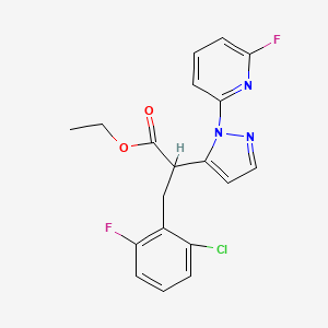 molecular formula C19H16ClF2N3O2 B2850982 ethyl 3-(2-chloro-6-fluorophenyl)-2-[1-(6-fluoro-2-pyridinyl)-1H-pyrazol-5-yl]propanoate CAS No. 477709-64-1
