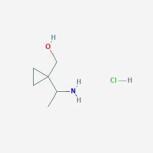 molecular formula C6H14ClNO B2850992 [1-(1-Aminoethyl)cyclopropyl]methanol hydrochloride CAS No. 1955553-73-7