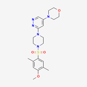 molecular formula C21H29N5O4S B2851027 4-(6-(4-((4-Methoxy-2,5-dimethylphenyl)sulfonyl)piperazin-1-yl)pyridazin-4-yl)morpholine CAS No. 1797815-34-9