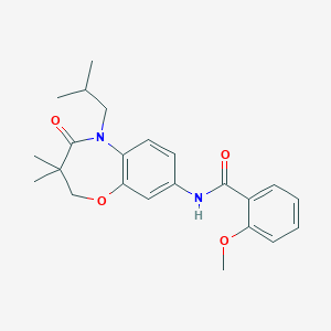 molecular formula C23H28N2O4 B2851046 N-(5-isobutyl-3,3-dimethyl-4-oxo-2,3,4,5-tetrahydrobenzo[b][1,4]oxazepin-8-yl)-2-methoxybenzamide CAS No. 921526-76-3