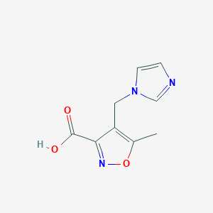 molecular formula C9H9N3O3 B2851059 4-(1H-imidazol-1-ylmethyl)-5-methylisoxazole-3-carboxylic acid CAS No. 893751-88-7