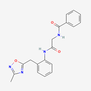 molecular formula C19H18N4O3 B2851060 N-(2-((2-((3-methyl-1,2,4-oxadiazol-5-yl)methyl)phenyl)amino)-2-oxoethyl)benzamide CAS No. 1448066-50-9