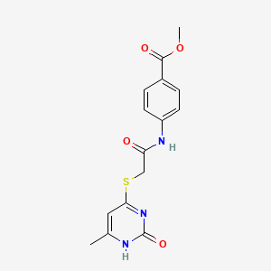molecular formula C15H15N3O4S B2851085 methyl 4-[[2-[(6-methyl-2-oxo-1H-pyrimidin-4-yl)sulfanyl]acetyl]amino]benzoate CAS No. 905692-11-7