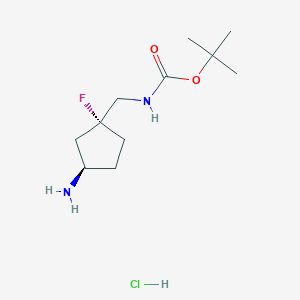 molecular formula C11H22ClFN2O2 B2851086 rac-tert-butylN-{[(1R,3R)-3-amino-1-fluorocyclopentyl]methyl}carbamatehydrochloride CAS No. 2361610-28-6