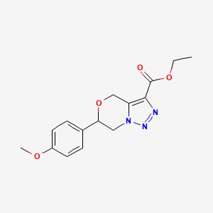 molecular formula C15H17N3O4 B2851088 ethyl 6-(4-methoxyphenyl)-6,7-dihydro-4H-[1,2,3]triazolo[5,1-c][1,4]oxazine-3-carboxylate CAS No. 1982159-40-9