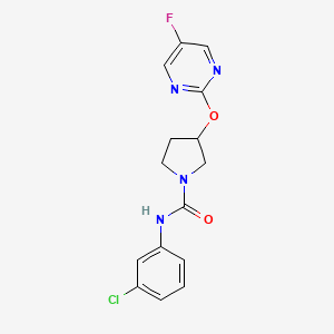 molecular formula C15H14ClFN4O2 B2851096 N-(3-chlorophenyl)-3-((5-fluoropyrimidin-2-yl)oxy)pyrrolidine-1-carboxamide CAS No. 2034501-04-5