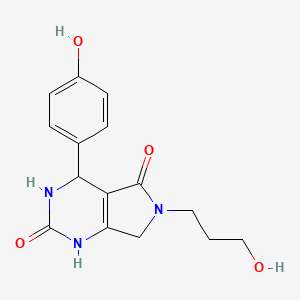molecular formula C15H17N3O4 B2851097 4-(4-hydroxyphenyl)-6-(3-hydroxypropyl)-1H,2H,3H,4H,5H,6H,7H-pyrrolo[3,4-d]pyrimidine-2,5-dione CAS No. 941873-08-1