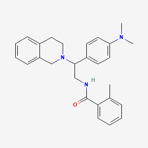 molecular formula C27H31N3O B2851121 N-{2-[4-(dimethylamino)phenyl]-2-(1,2,3,4-tetrahydroisoquinolin-2-yl)ethyl}-2-methylbenzamide CAS No. 946316-00-3