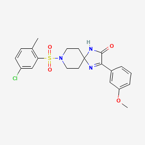 molecular formula C21H22ClN3O4S B2851133 8-(5-chloro-2-methylbenzenesulfonyl)-3-(3-methoxyphenyl)-1,4,8-triazaspiro[4.5]dec-3-en-2-one CAS No. 1358596-22-1