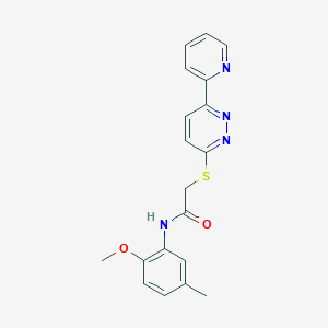 molecular formula C19H18N4O2S B2851150 N-(2-Methoxy-5-methylphenyl)-2-{[6-(pyridin-2-YL)pyridazin-3-YL]sulfanyl}acetamide CAS No. 892439-68-8