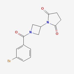 molecular formula C14H13BrN2O3 B2851170 1-[1-(3-Bromobenzoyl)azetidin-3-yl]pyrrolidine-2,5-dione CAS No. 1903296-74-1