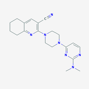 molecular formula C20H25N7 B2851183 2-{4-[2-(Dimethylamino)pyrimidin-4-yl]piperazin-1-yl}-5,6,7,8-tetrahydroquinoline-3-carbonitrile CAS No. 2415625-08-8