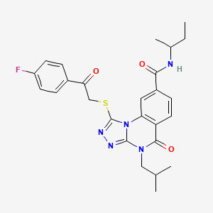 molecular formula C26H28FN5O3S B2851192 N-(butan-2-yl)-1-{[2-(4-fluorophenyl)-2-oxoethyl]sulfanyl}-4-(2-methylpropyl)-5-oxo-4H,5H-[1,2,4]triazolo[4,3-a]quinazoline-8-carboxamide CAS No. 1114653-56-3