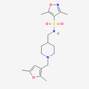 molecular formula C18H27N3O4S B2851195 N-((1-((2,5-dimethylfuran-3-yl)methyl)piperidin-4-yl)methyl)-3,5-dimethylisoxazole-4-sulfonamide CAS No. 1235223-11-6
