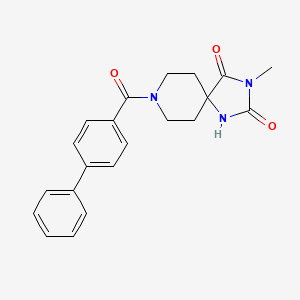 molecular formula C21H21N3O3 B2851200 8-([1,1'-Biphenyl]-4-carbonyl)-3-methyl-1,3,8-triazaspiro[4.5]decane-2,4-dione CAS No. 923173-23-3