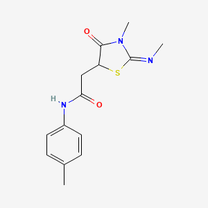 molecular formula C14H17N3O2S B2851202 2-[(2E)-3-methyl-2-(methylimino)-4-oxo-1,3-thiazolidin-5-yl]-N-(4-methylphenyl)acetamide CAS No. 469876-33-3