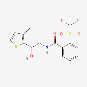 molecular formula C15H15F2NO4S2 B2851206 2-((difluoromethyl)sulfonyl)-N-(2-hydroxy-2-(3-methylthiophen-2-yl)ethyl)benzamide CAS No. 1788846-39-8