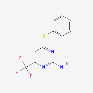 molecular formula C12H10F3N3S B2851208 N-methyl-4-(phenylsulfanyl)-6-(trifluoromethyl)-2-pyrimidinamine CAS No. 400086-79-5