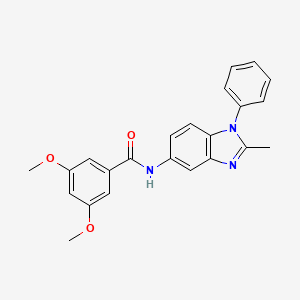 molecular formula C23H21N3O3 B2851242 3,5-dimethoxy-N-(2-methyl-1-phenyl-1H-1,3-benzodiazol-5-yl)benzamide CAS No. 313275-92-2