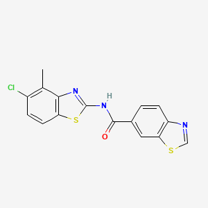 molecular formula C16H10ClN3OS2 B2851247 N-(5-chloro-4-methyl-1,3-benzothiazol-2-yl)-1,3-benzothiazole-6-carboxamide CAS No. 862807-36-1