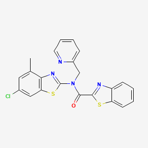 molecular formula C22H15ClN4OS2 B2851251 N-(6-chloro-4-methylbenzo[d]thiazol-2-yl)-N-(pyridin-2-ylmethyl)benzo[d]thiazole-2-carboxamide CAS No. 920397-94-0