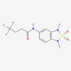 molecular formula C12H14F3N3O3S B2851256 N-(1,3-dimethyl-2,2-dioxido-1,3-dihydrobenzo[c][1,2,5]thiadiazol-5-yl)-4,4,4-trifluorobutanamide CAS No. 2034587-82-9