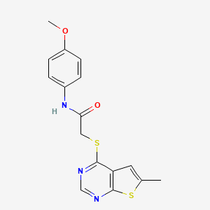 molecular formula C16H15N3O2S2 B2851281 N-(4-methoxyphenyl)-2-(6-methylthieno[2,3-d]pyrimidin-4-yl)sulfanylacetamide CAS No. 876901-96-1