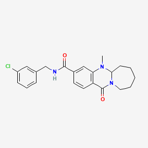 molecular formula C22H24ClN3O2 B2851285 N-(3-chlorobenzyl)-5-methyl-12-oxo-5,5a,6,7,8,9,10,12-octahydroazepino[2,1-b]quinazoline-3-carboxamide CAS No. 1775408-93-9