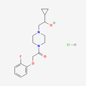 molecular formula C17H24ClFN2O3 B2851289 1-(4-(2-Cyclopropyl-2-hydroxyethyl)piperazin-1-yl)-2-(2-fluorophenoxy)ethanone hydrochloride CAS No. 1396880-94-6