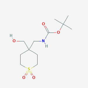 molecular formula C12H23NO5S B2851290 Tert-butyl N-[[4-(hydroxymethyl)-1,1-dioxothian-4-yl]methyl]carbamate CAS No. 2418671-66-4
