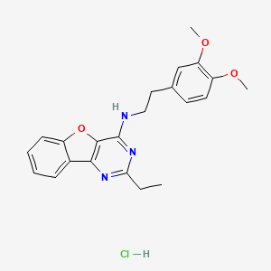 molecular formula C22H24ClN3O3 B2851295 N-(3,4-dimethoxyphenethyl)-2-ethylbenzofuro[3,2-d]pyrimidin-4-amine hydrochloride CAS No. 1216557-51-5