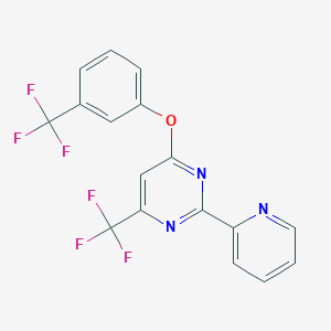 molecular formula C17H9F6N3O B2851299 2-(2-Pyridinyl)-4-(trifluoromethyl)-6-[3-(trifluoromethyl)phenoxy]pyrimidine CAS No. 338418-28-3