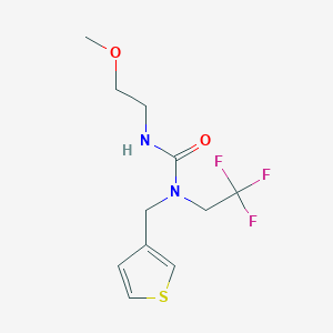 molecular formula C11H15F3N2O2S B2851330 3-(2-Methoxyethyl)-1-(thiophen-3-ylmethyl)-1-(2,2,2-trifluoroethyl)urea CAS No. 1235237-84-9