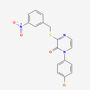 molecular formula C17H12BrN3O3S B2851335 1-(4-bromophenyl)-3-{[(3-nitrophenyl)methyl]sulfanyl}-1,2-dihydropyrazin-2-one CAS No. 946302-39-2