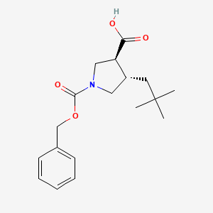 molecular formula C18H25NO4 B2851351 (3S,4S)-4-(2,2-Dimethylpropyl)-1-phenylmethoxycarbonylpyrrolidine-3-carboxylic acid CAS No. 2287236-57-9