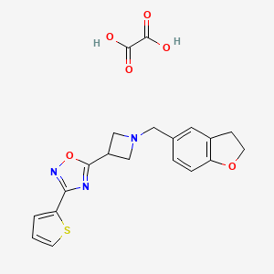molecular formula C20H19N3O6S B2851356 5-(1-((2,3-Dihydrobenzofuran-5-yl)methyl)azetidin-3-yl)-3-(thiophen-2-yl)-1,2,4-oxadiazole oxalate CAS No. 1428372-77-3