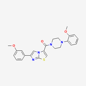 molecular formula C24H24N4O3S B2851368 (6-(3-Methoxyphenyl)imidazo[2,1-b]thiazol-3-yl)(4-(2-methoxyphenyl)piperazin-1-yl)methanone CAS No. 1040656-84-5