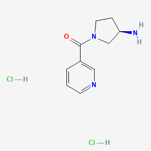 molecular formula C10H15Cl2N3O B2851374 (R)-1-[(Pyridin-3-yl)carbonyl]pyrrolidin-3-amine dihydrochloride CAS No. 1332765-72-6