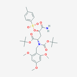 molecular formula C31H44N2O11S B2851375 (2S,4S)-tert-butyl 5-amino-2-((tert-butoxycarbonyl)(2,4,6-trimethoxybenzyl)amino)-5-oxo-4-(tosyloxy)pentanoate CAS No. 1262523-66-9