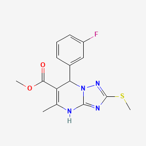 molecular formula C15H15FN4O2S B2851377 METHYL 7-(3-FLUOROPHENYL)-5-METHYL-2-(METHYLSULFANYL)-4H,7H-[1,2,4]TRIAZOLO[1,5-A]PYRIMIDINE-6-CARBOXYLATE CAS No. 909574-73-8