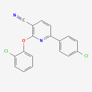 molecular formula C18H10Cl2N2O B2851420 2-(2-Chlorophenoxy)-6-(4-chlorophenyl)pyridine-3-carbonitrile CAS No. 252059-09-9