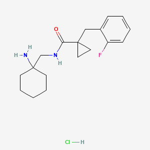 molecular formula C18H26ClFN2O B2851425 N-[(1-aminocyclohexyl)methyl]-1-[(2-fluorophenyl)methyl]cyclopropane-1-carboxamide hydrochloride CAS No. 2418724-17-9
